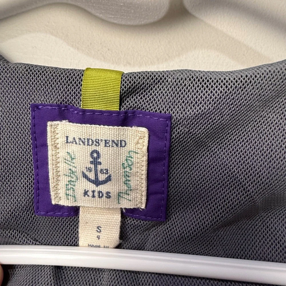 Lands End Kids Purple Hooded Rain Jacket‎ Windbreaker Size Small 4
